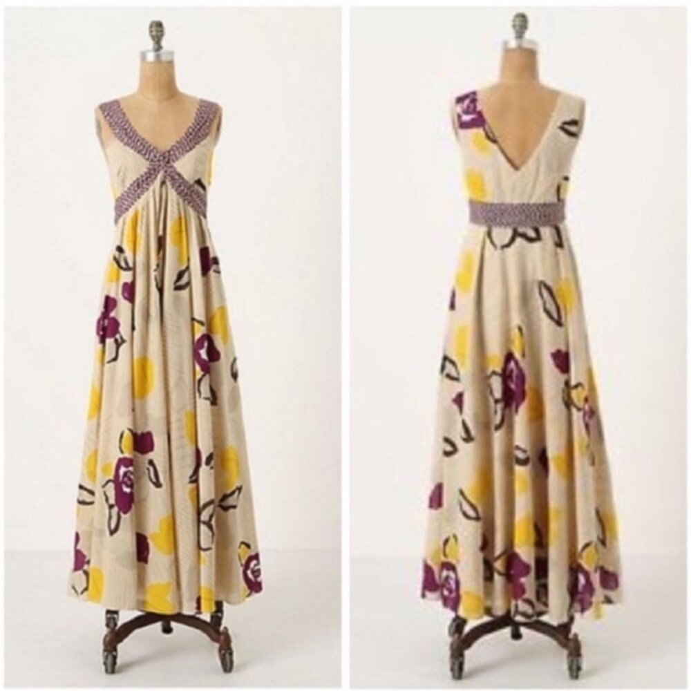 Anthropologie Moulinette Soeurs Botanical Crossways Sleeveless Maxi Dress